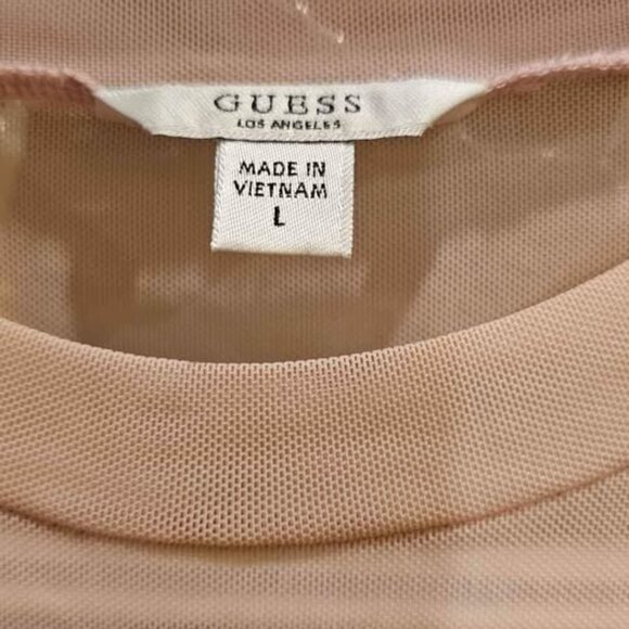 Ladies Guess Lace and Mesh Off the Shoulder Shirt - Picture 3 of 4